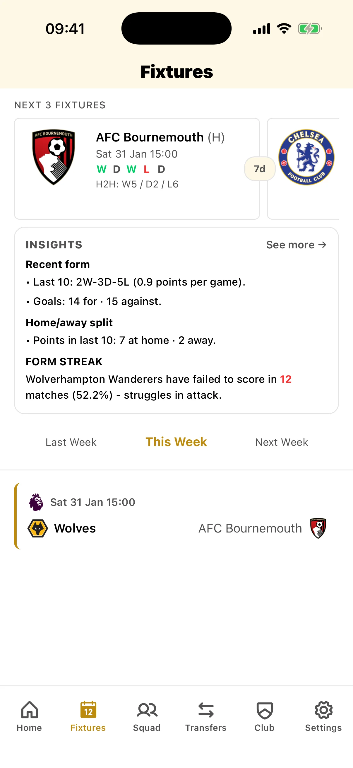 Wolverhampton Wanderers fixture calendar showing Premier League matches, kickoff times, and TV broadcast schedules